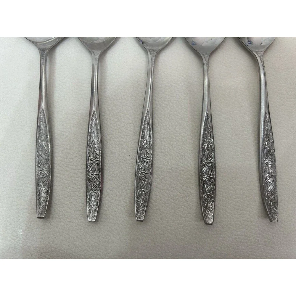 Vintage! EKCO Eterna Rose Cotillion Stainless Flatware Set 10pc Knife & Spoon